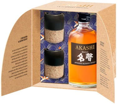 Whisky Japon Akashi Meisei Coffret 2 Japanese Cups 40% 50cl
