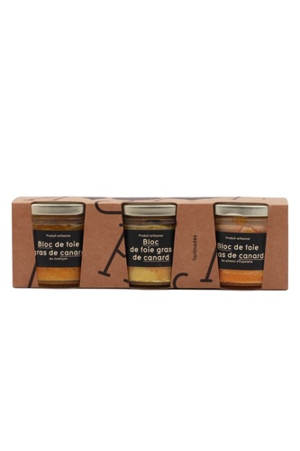 MAISON ARGAUD COFFRET 3X90G BLOCS DE FOIE GRAS JURANCON, PIMENT & NATURE