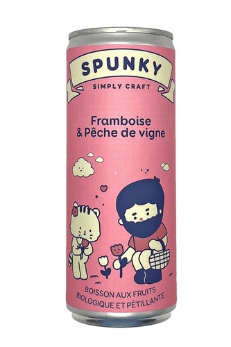 BOISSON NATURELLE PETILLANTE SPUNKY 25CL FRAMBOISE PECHE CANNETTE BIO