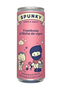 Boisson Naturelle Petillante Spunky 25cl Framboise Peche Cannette Bio
