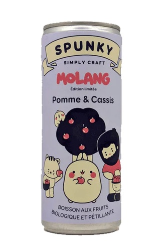 BOISSON NATURELLE PETILLANTE SPUNKY 25CL CASSIS POMME CANNETTE BIO