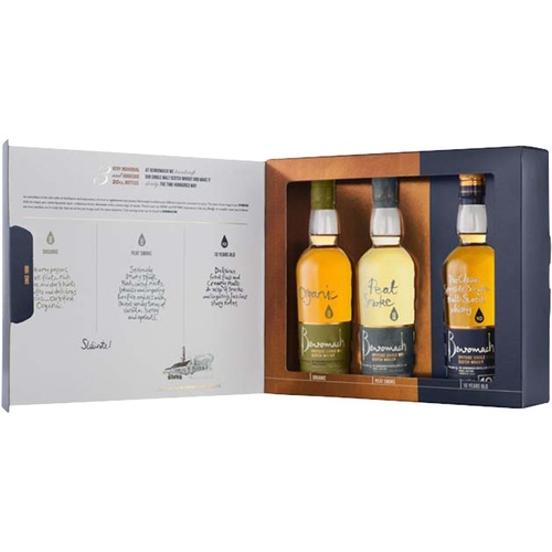 COFFRET WHISKY ECOSSE SPEYSIDE SINGLE MALT BENROMACH 44% 3 X 20CL